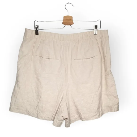 Gap Linen Shorts High Rise Pleated Khaki Beige Women's size 18 - Picture 3 of 6